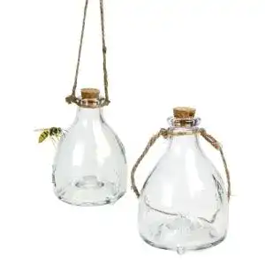 Kinzo Glas Wespenfalle 2er Set mit Aufhänger Befüllbar und Chemiefrei