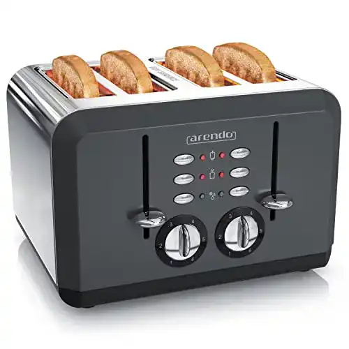 4-Schlitz-Toaster Arendo – Automatik Toaster für 4 Scheiben aus Edelstahl