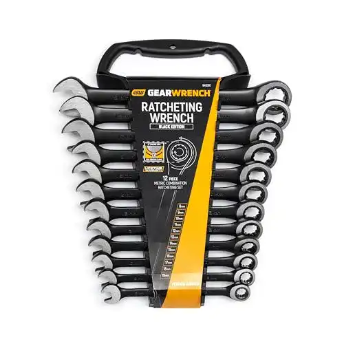 GearWrench 9412BE Ringmaulschlüssel Set mit Ratsche metrisch 12-teilig