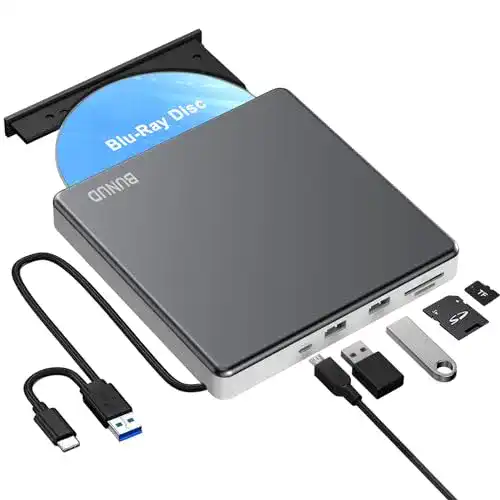 Externer Blu-ray-Brenner BUNUD für CD, DVD und Blu-ray über USB