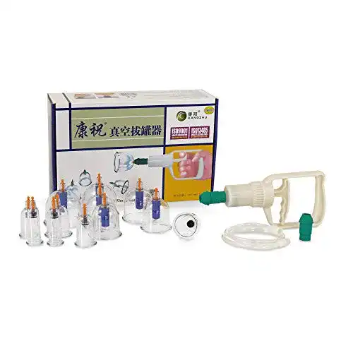 Schröpfglas Set für Schröpfmassagen aus Kunststoff mit Vakuumpumpe