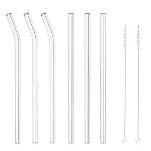 MIXIAO Glas Strohhalme Set – Handgefertigte 6er Packung
