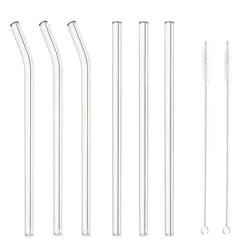 MIXIAO Glas Strohhalme Set – Handgefertigte 6er Packung