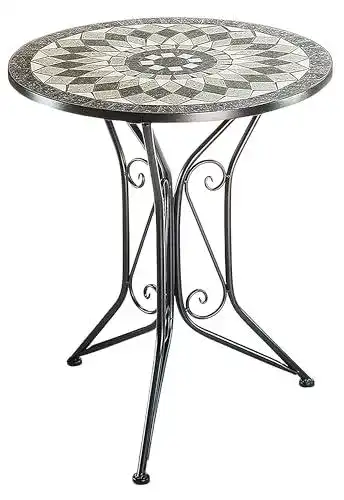 Mosaiktisch Kobolo Gartentisch Metall 70 cm hoch 60 cm Durchmesser grau