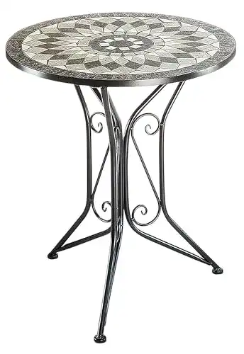 Mosaiktisch Kobolo Gartentisch Metall 70 cm hoch 60 cm Durchmesser grau