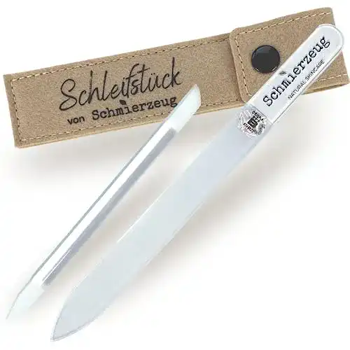 Glasnagelfeile Set mit Manikürestab und Filz-Etui für Nagelpflege