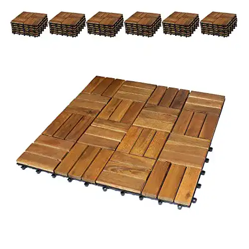 Holzfliesen für Balkon Bigdean im 66er Pack 30×30 cm