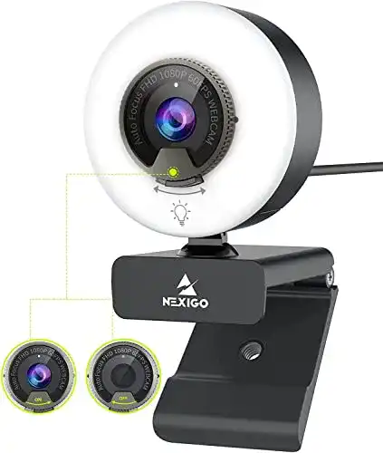 NexiGo N960E Webcam mit Ringlicht und 1080P 60FPS