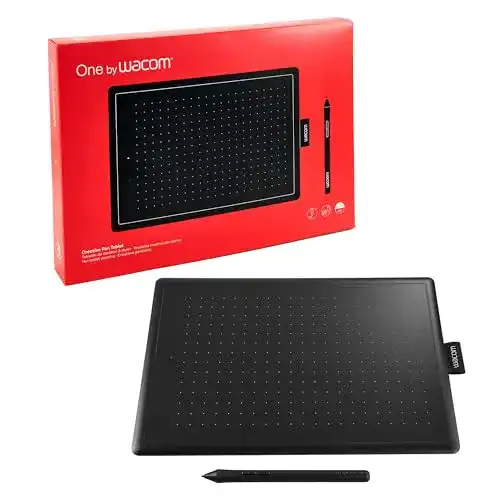Grafiktablett Wacom One mit drucksensitivem Stift für Windows, Mac und Chromebook