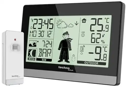 Technoline Wetterstation WS9612 mit Funkuhr und Außensensoren