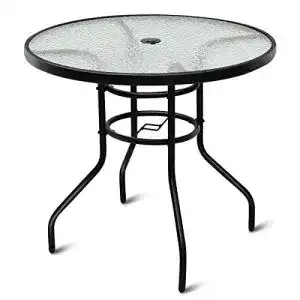 Gartentisch aus Metall mit Schirmloch, 80x80x71 cm von Costway