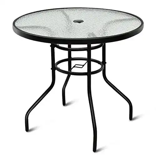 Gartentisch aus Metall mit Schirmloch, 80x80x71 cm von Costway