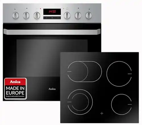 Amica Einbauherd Set mit Glaskeramik Kochfeld und Umluft Backofen