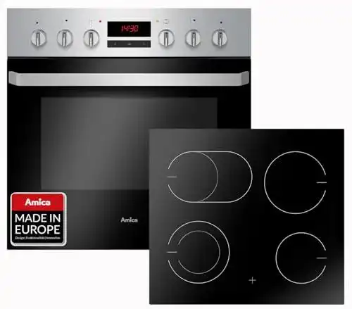 Amica Elektroherd Einbau Set mit Glaskeramik Kochfeld und Backofen