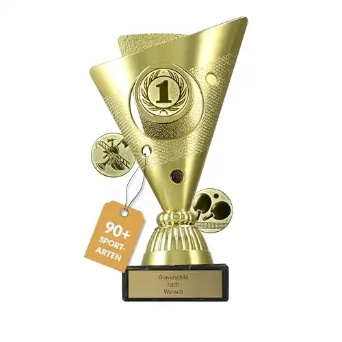 Pokal mit Gravur Wunschtext in Gold für Sportveranstaltungen