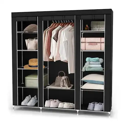 Stoffschrank Intirilife Faltschrank 150x175x45 cm in Schwarz