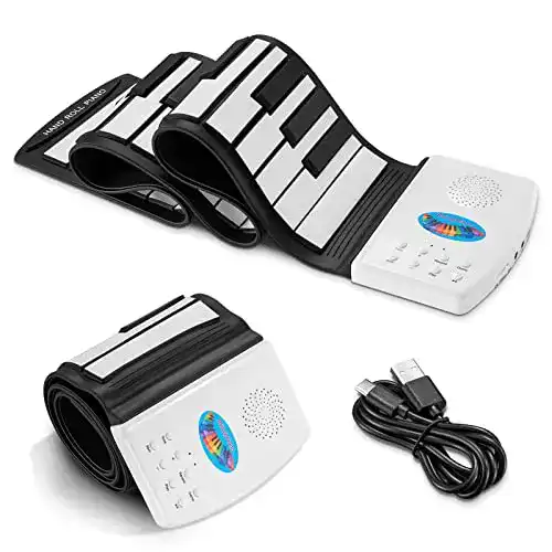 Rollpiano Pogolab 49 Tasten Digitales Keyboard mit Mikrofon- und Kopfhöreranschluss