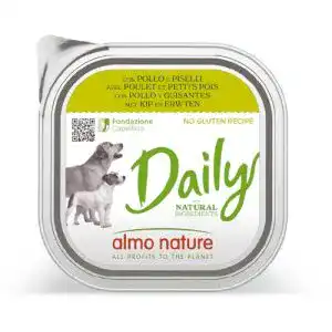 Almo Nature Daily Nassfutter für Hunde mit Huhn und Erbsen, 9er Pack