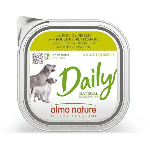 Almo Nature Daily Nassfutter für Hunde mit Huhn und Erbsen, 9er Pack