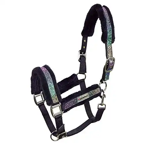 Kappzaum Horsenjoy Halfter aus Teddyfleece in Rainbow-Design
