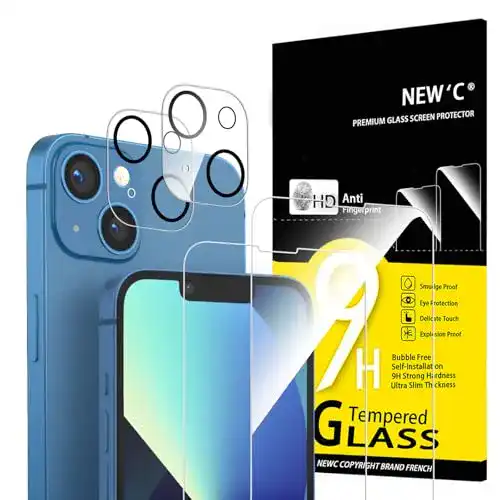 iPhone 13 Panzerglas NEW’C 4 Stück Set mit Displayschutz und Kameraschutz