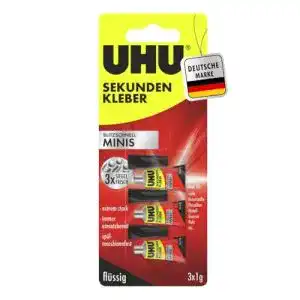 Uhu Sekundenkleber Blitzschnell Minis Flüssig, 3er Pack