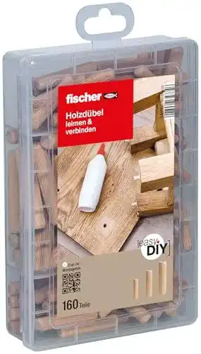 Holzdübel Fischer easyDIY Box, 160-teiliges Set zum Leimen und Verbinden