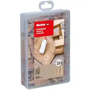Holzdübel Fischer easyDIY Box, 160-teiliges Set zum Leimen und Verbinden