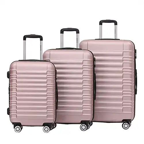 Kofferset Hartschale mit Zwillingsrollen in Rosa Gold von Beibye