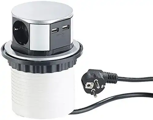 Versenkbare Tischsteckdose von Revolt mit USB-Anschluss