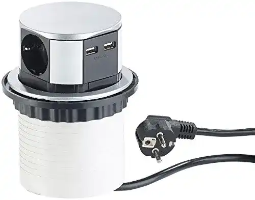 Versenkbare Tischsteckdose von Revolt mit USB-Anschluss
