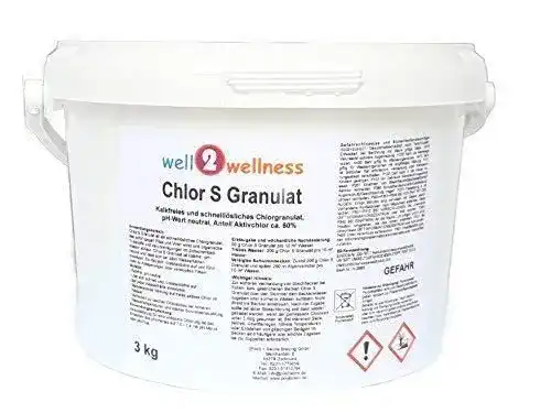 Chlorgranulat von well2wellness zur Wasseraufbereitung
