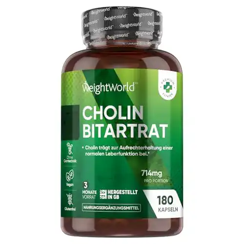 Cholin Kapseln von WeightWorld, 714 mg pro Kapsel, Leberkur