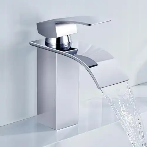Wasserfall Wasserhahn Anycee Badarmatur mit Auslauf aus Edelstahl