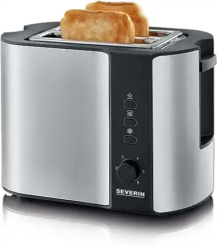 Toaster Severin Automatik mit Brötchenaufsatz und Edelstahlgehäuse