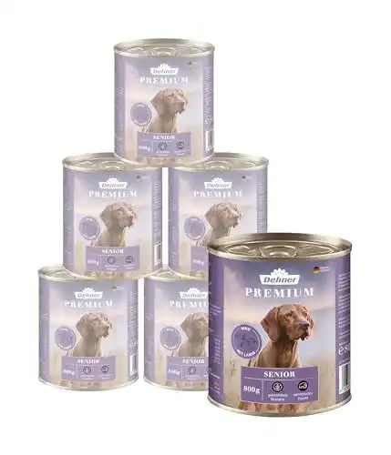 Dehner Premium Hundefutter für Senioren, Nassfutter mit Lamm und Rind
