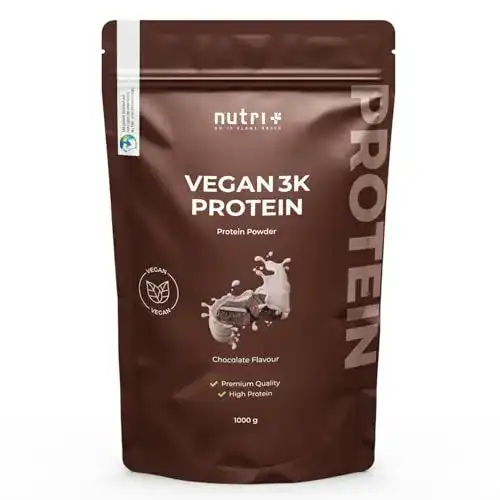 Schoko-Proteinpulver Nutri Vegan Protein 1 kg – Glutenfreies Eiweißpulver