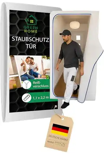 Staubschutztür Green Home aus Vlies mit Reißverschluss für Renovierungen