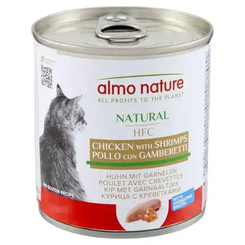 Almo Nature HFC Natural Katzenfutter Nass – Huhn und Garnelen 12er Pack