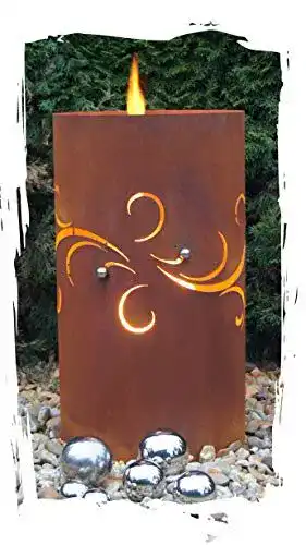 Feuertonne Barocco Edelrost Säule Rost Feuerkorb