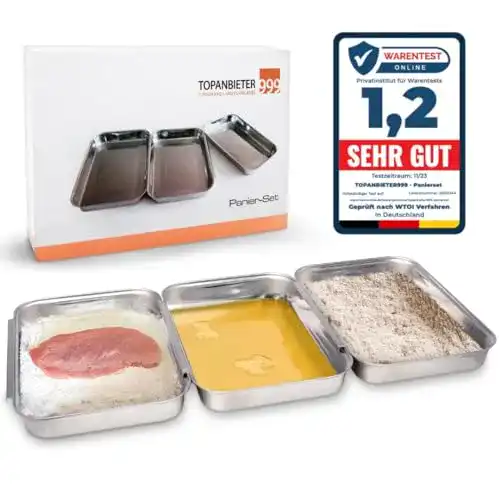Panierschalen Set Edelstahl 3-teilig für Schnitzel und Gemüse