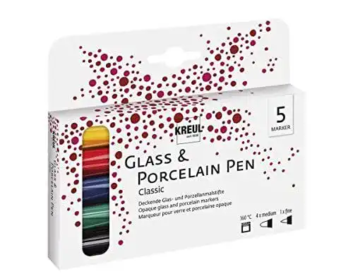 Kreul Porzellanstifte 16400 – Set mit 4 Farbstiften und Konturstift