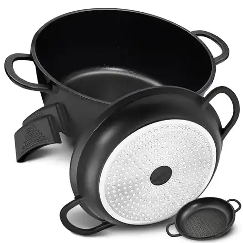 Schmorpfanne 28 cm Tless 2in1 Aluguss Bräter mit Deckel