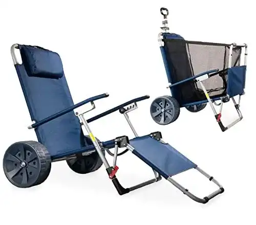 CampAir 2-in-1 Faltbarer Handwagen und Strandliege