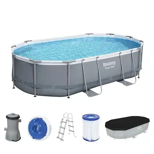 Gartenpool Bestway Power Steel Frame Pool Komplett-Set mit Filterpumpe
