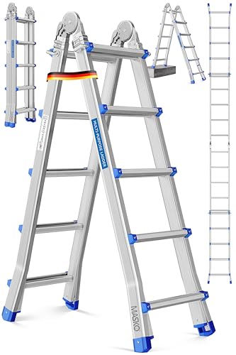 Treppenleiter MASKO Aluleiter Mehrzweckleiter 5,10 m