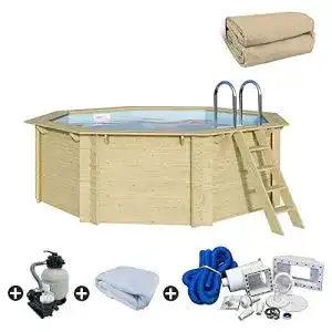 Holzpool Trendpool Achteck 400 x 400 x 124 cm mit Innenhülle