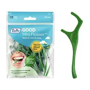 Tepe GOOD Mini Flosser Zahnseide-Sticks, Grün, 36 Stück