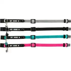 Katzenhalsband Trixie mit Adresslasche aus Nylon, farblich sortiert