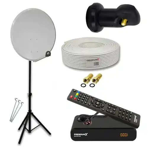 SAT-Anlage PremiumX Camping Komplettanlage mit 45cm Schüssel und Receiver